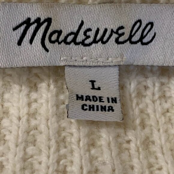 Madewell Women's‎ Roll-Trim Waffle Pullover Sweater in Cotton-Merino Yarn Size L - Picture 7 of 12